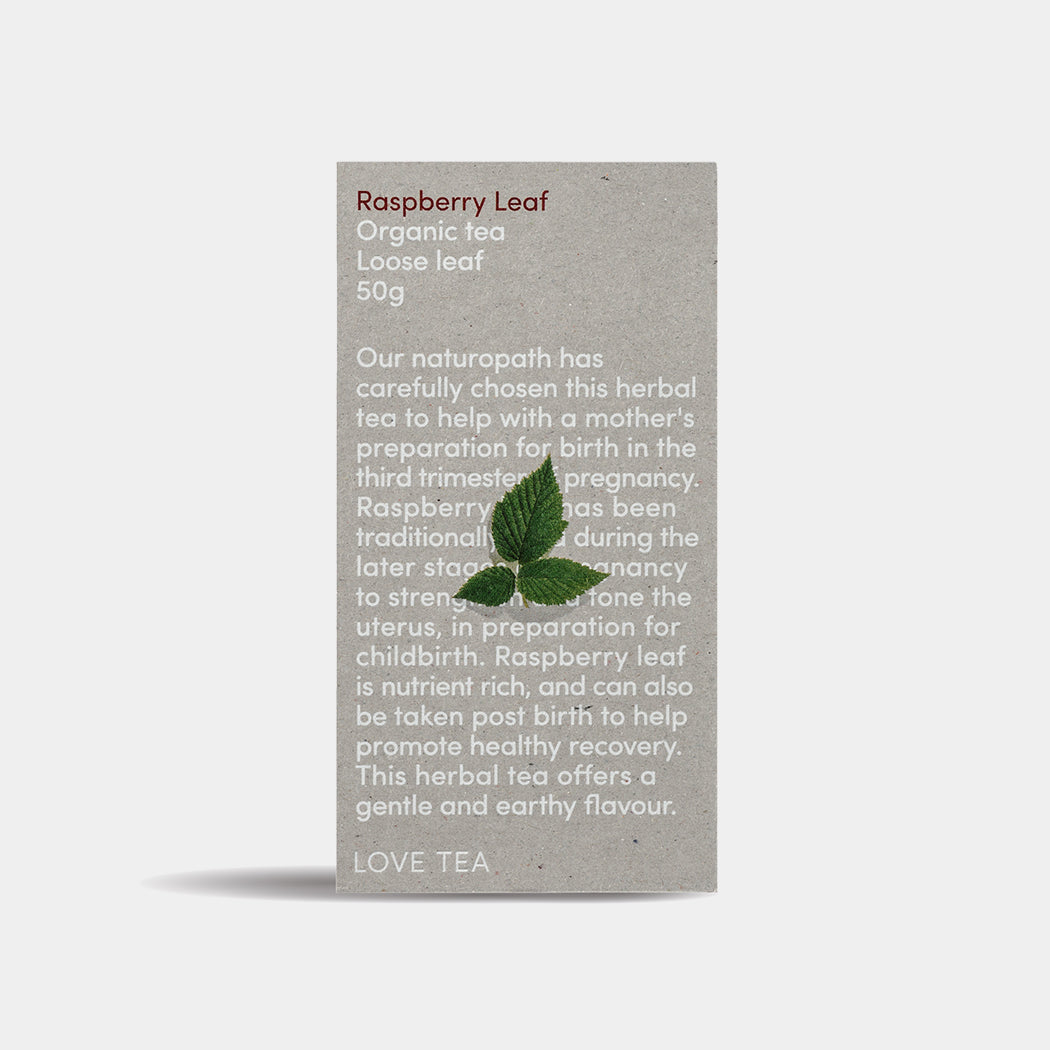 raspberry leaf tea made from certified organic herbs