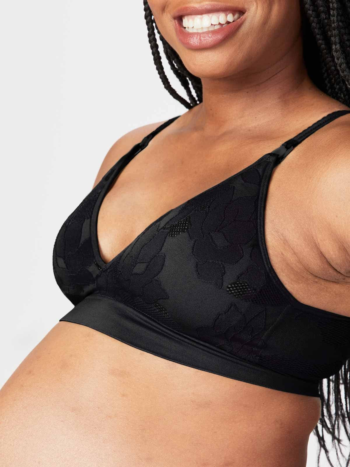 Felina | Cotton Modal Maternity Cami with Nursing Clips (Black, Small)
